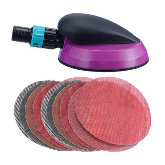 Manual Round Dust Extraction Polishing Hand Grinding Board with Sandpaper Set(Black Purple)