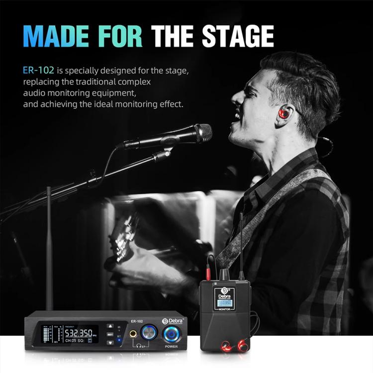 DEBRA ER-102 Wireless Audio Return Monitoring Receiver + Earphones - Microphone by DEBRA | Online Shopping UK | buy2fix