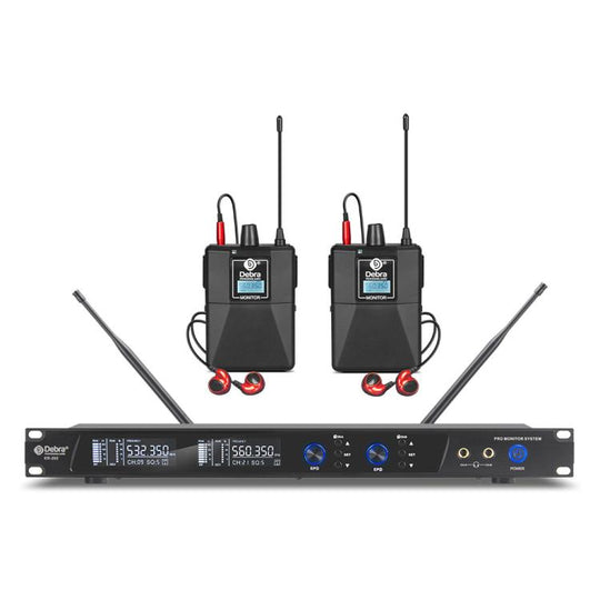 DEBRA ER-202 Professional Stage Wireless Audio Return Monitoring System with Two Receivers(EU Plug)