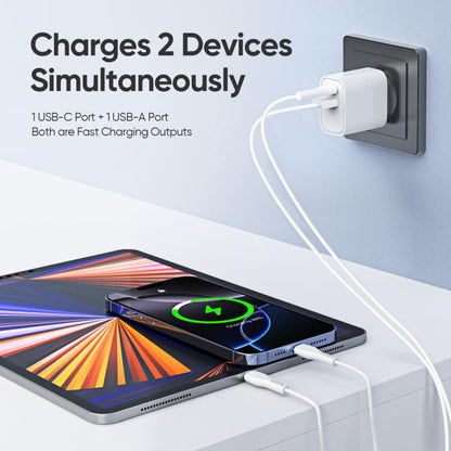 DUZZONA T12 PD30W Type-C / USB-C and USB Fast Charger, EU Plug(White) - USB Charger by DUZZONA | Online Shopping UK | buy2fix