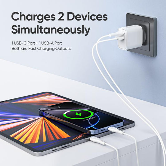 DUZZONA T12 PD30W Type-C / USB-C and USB Fast Charger, EU Plug(White) - USB Charger by DUZZONA | Online Shopping UK | buy2fix