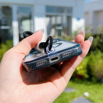 For iPhone 17 Pro Max MagSafe Magnetic Clear Phone Case with Wrist Strap(Purple) - iPhone 17 Pro Max Cases by buy2fix | Online Shopping UK | buy2fix