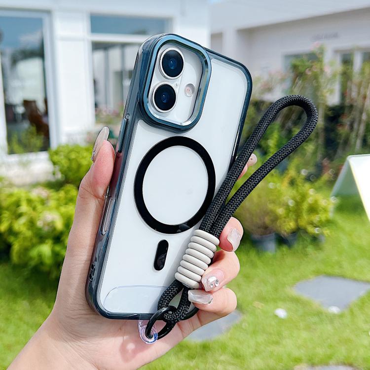 For iPhone 17 MagSafe Magnetic Clear Phone Case with Wrist Strap(Black) - iPhone 17 Cases by buy2fix | Online Shopping UK | buy2fix