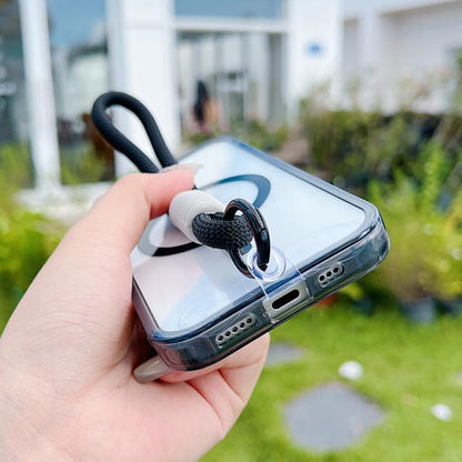 For iPhone 17 MagSafe Magnetic Clear Phone Case with Wrist Strap(Gold) - iPhone 17 Cases by buy2fix | Online Shopping UK | buy2fix