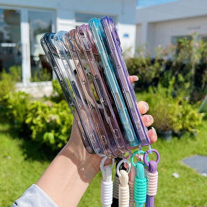 For iPhone Air MagSafe Magnetic Clear Phone Case with Wrist Strap(Purple) - iPhone Air Cases by buy2fix | Online Shopping UK | buy2fix