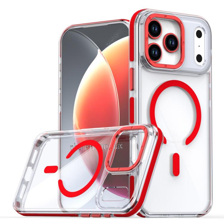 For iPhone 17 Pro Dual-Color Clear Acrylic Hybrid TPU MagSafe Phone Case(Red) - iPhone 17 Pro Cases by buy2fix | Online Shopping UK | buy2fix