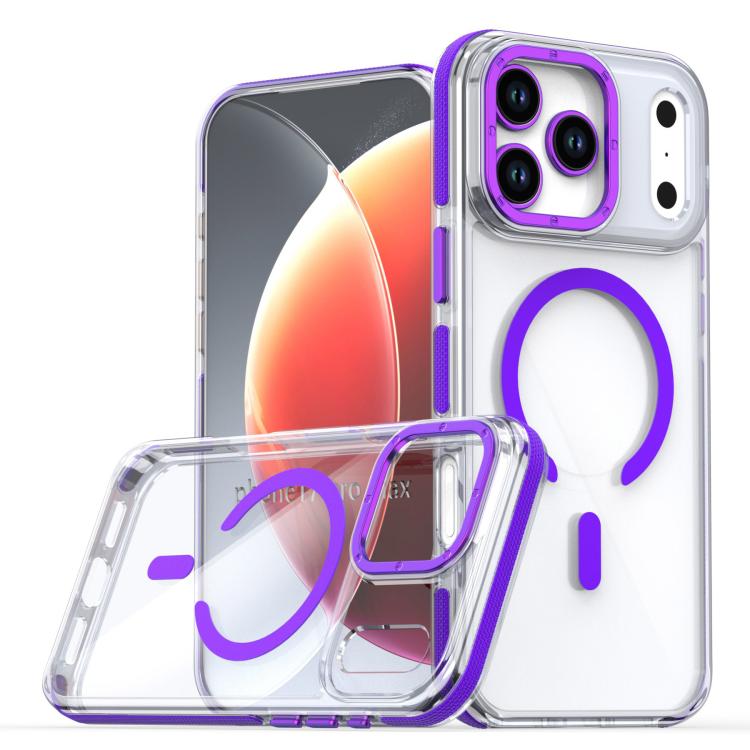 For iPhone 17 Pro Dual-Color Clear Acrylic Hybrid TPU MagSafe Phone Case(Purple) - iPhone 17 Pro Cases by buy2fix | Online Shopping UK | buy2fix