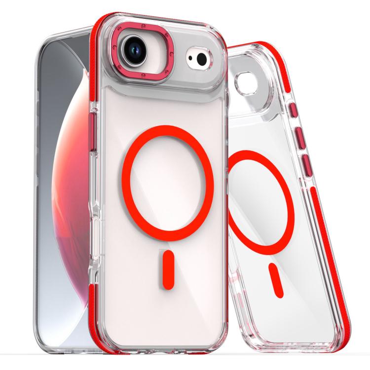 For iPhone Air Dual-Color Clear Acrylic Hybrid TPU MagSafe Phone Case(Red) - iPhone Air Cases by buy2fix | Online Shopping UK | buy2fix