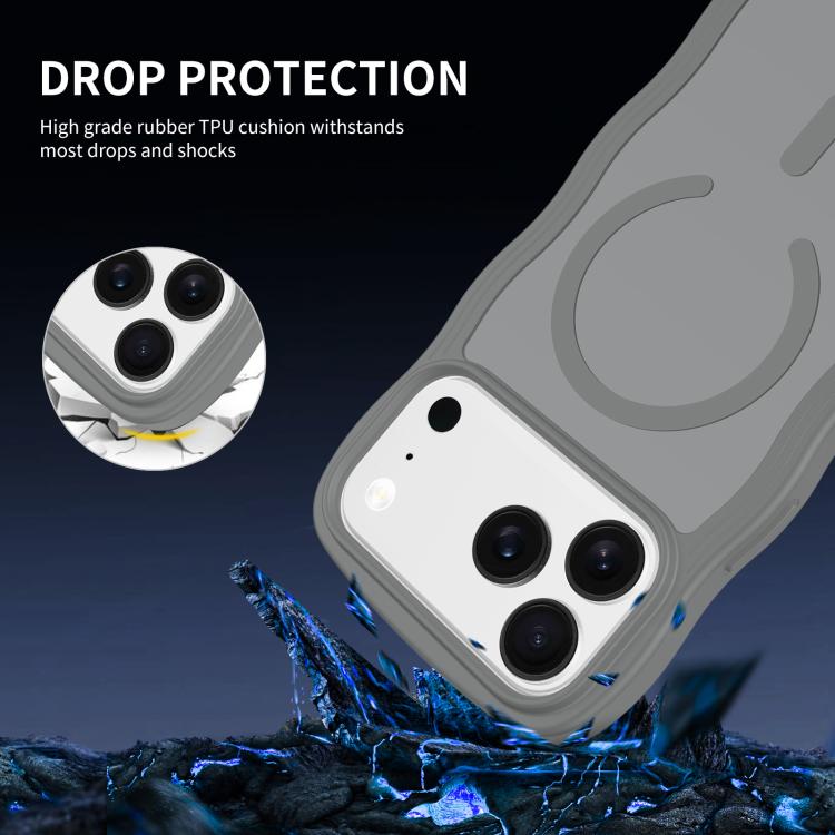 For iPhone 17 Pro Skin Feel Wave Texture MagSafe Phone Case(Grey) - iPhone 17 Pro Cases by buy2fix | Online Shopping UK | buy2fix