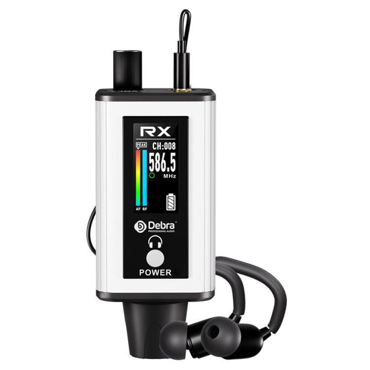 DEBRA EMX-1 Portable Wireless Monitor System Receiver + Earphones(White)