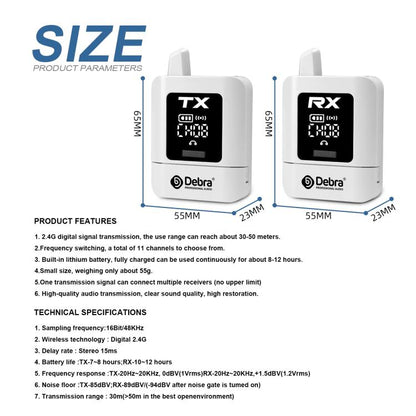 DEBRA ST-mini 2.4G Stereo Wireless Monitor System Receiver + Earphones(White) - Microphone by DEBRA | Online Shopping UK | buy2fix