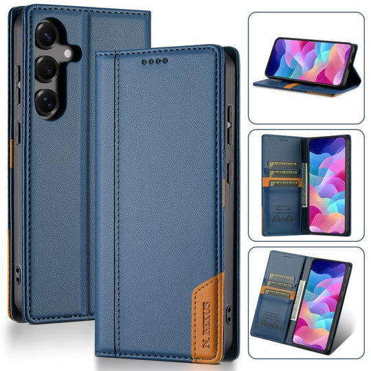 For Samsung Galaxy S25 FE 5G N.BEKUS P3 RFID Stitching Magnetic Flip Leather Phone Case(Blue)