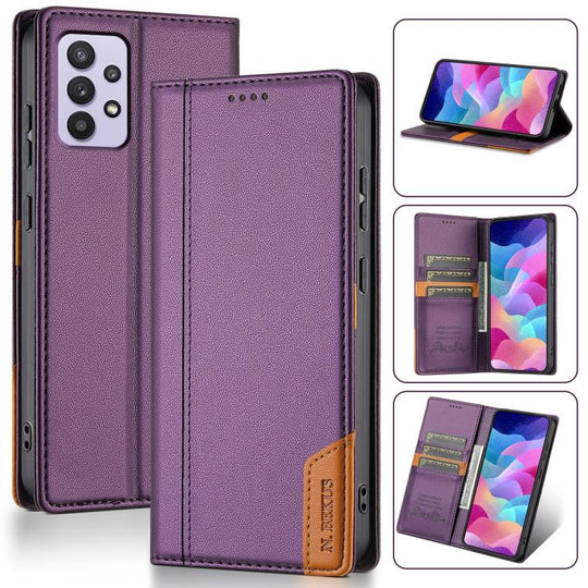 For Samsung Galaxy A23 4G / F23 5G N.BEKUS P3 RFID Stitching Magnetic Flip Leather Phone Case(Purple)