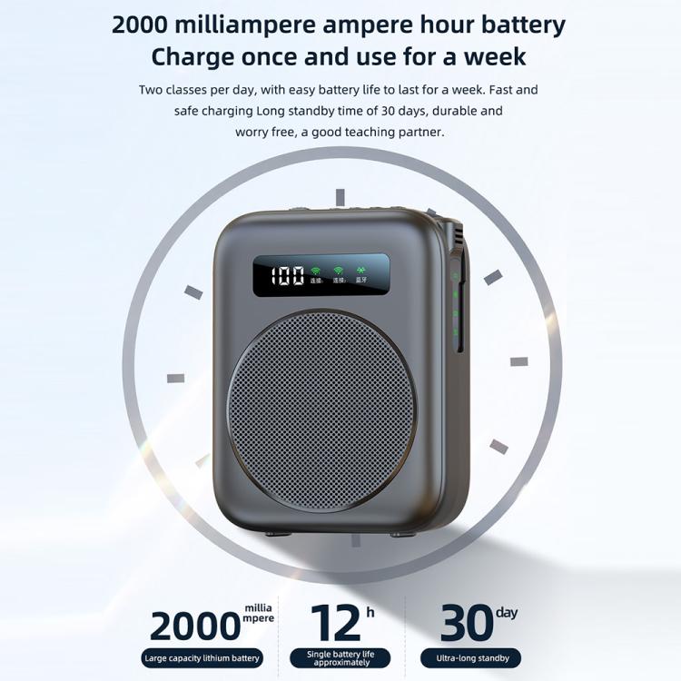 M10 Mini Wireless Microphone Teaching Voice Amplifier with Screen Display(White) - Loudspeaker by buy2fix | Online Shopping UK | buy2fix