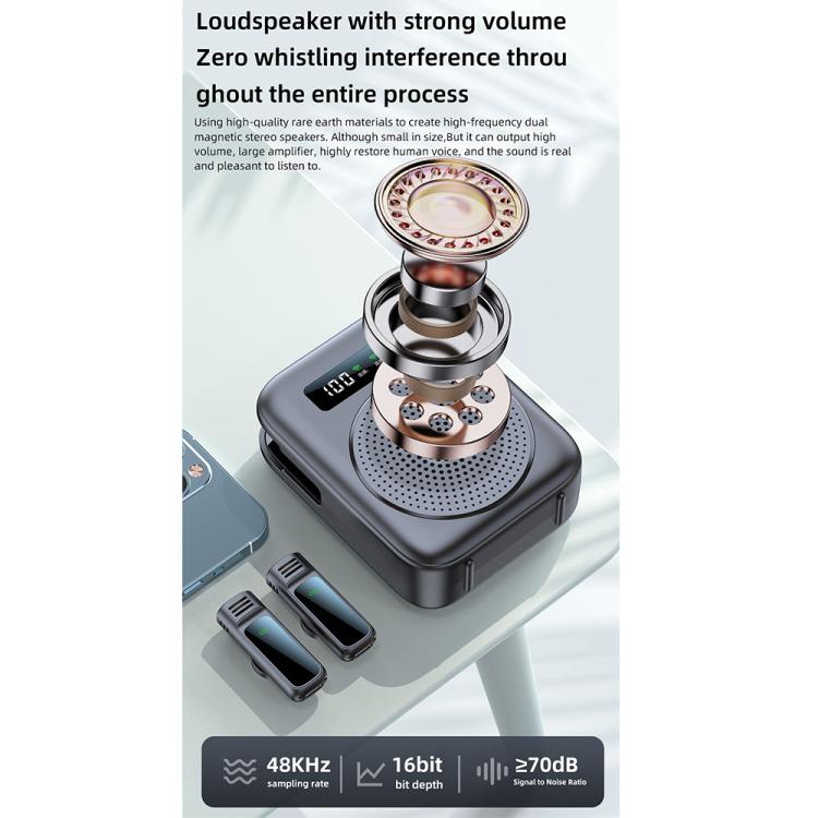 M10 Mini Wireless Microphone Teaching Voice Amplifier with Screen Display(Grey) - Loudspeaker by buy2fix | Online Shopping UK | buy2fix