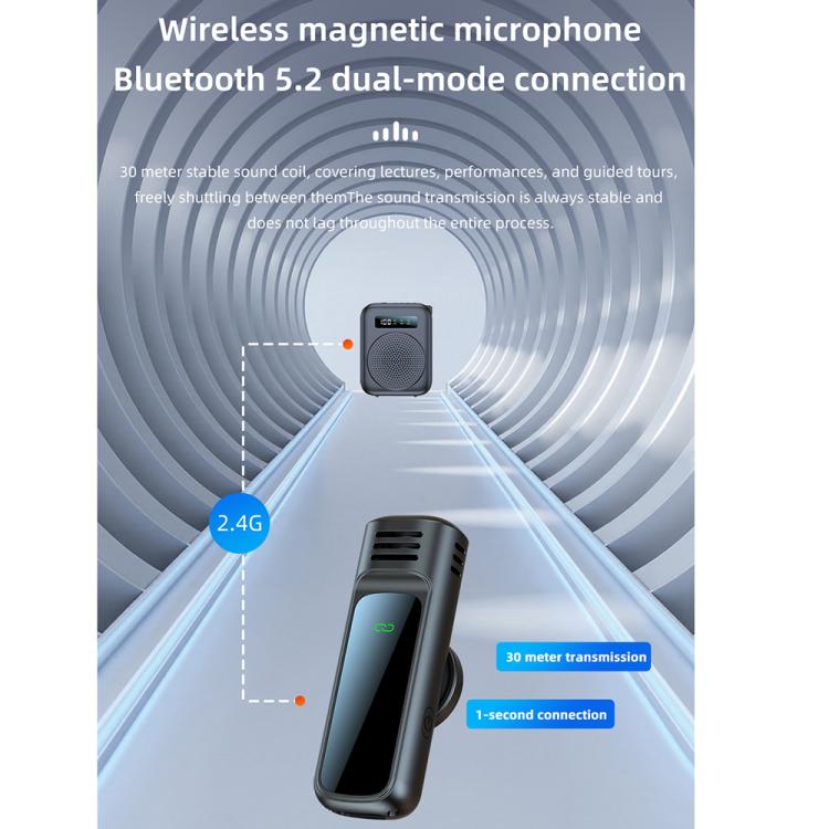 M10 Mini Wireless Microphone Teaching Voice Amplifier with Screen Display(Grey) - Loudspeaker by buy2fix | Online Shopping UK | buy2fix