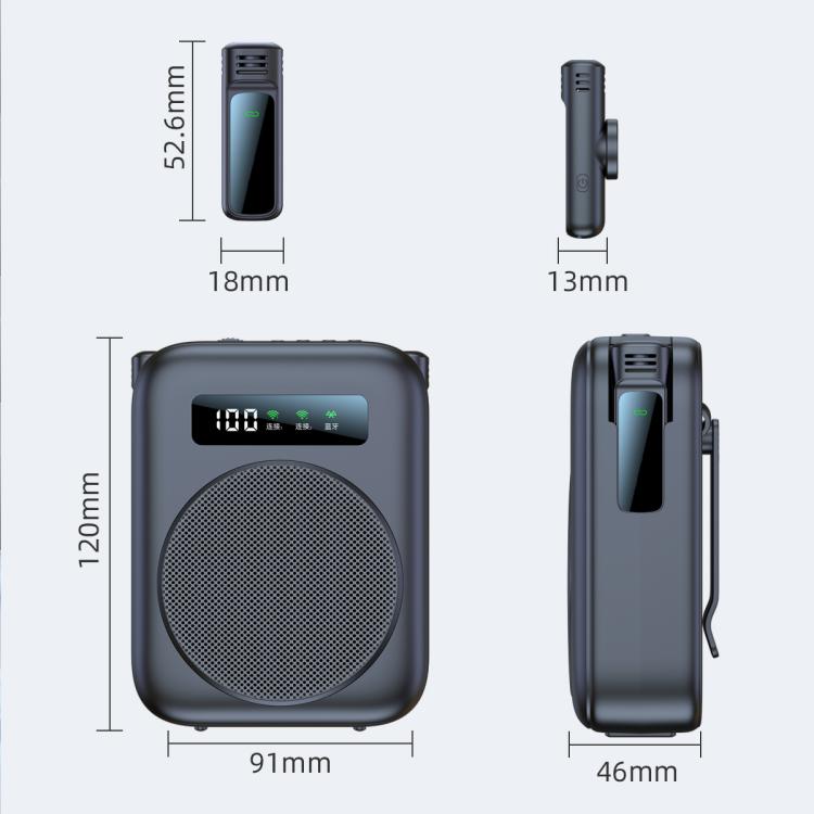 M10 Mini Wireless Microphone Teaching Voice Amplifier with Screen Display(Grey) - Loudspeaker by buy2fix | Online Shopping UK | buy2fix