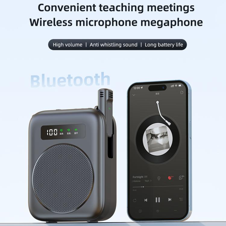 M10 Mini Wireless Microphone Teaching Voice Amplifier with Screen Display(Grey) - Loudspeaker by buy2fix | Online Shopping UK | buy2fix