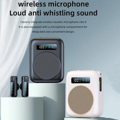 M10 Mini Wireless Microphone Teaching Voice Amplifier with Screen Display(White) - Loudspeaker by buy2fix | Online Shopping UK | buy2fix