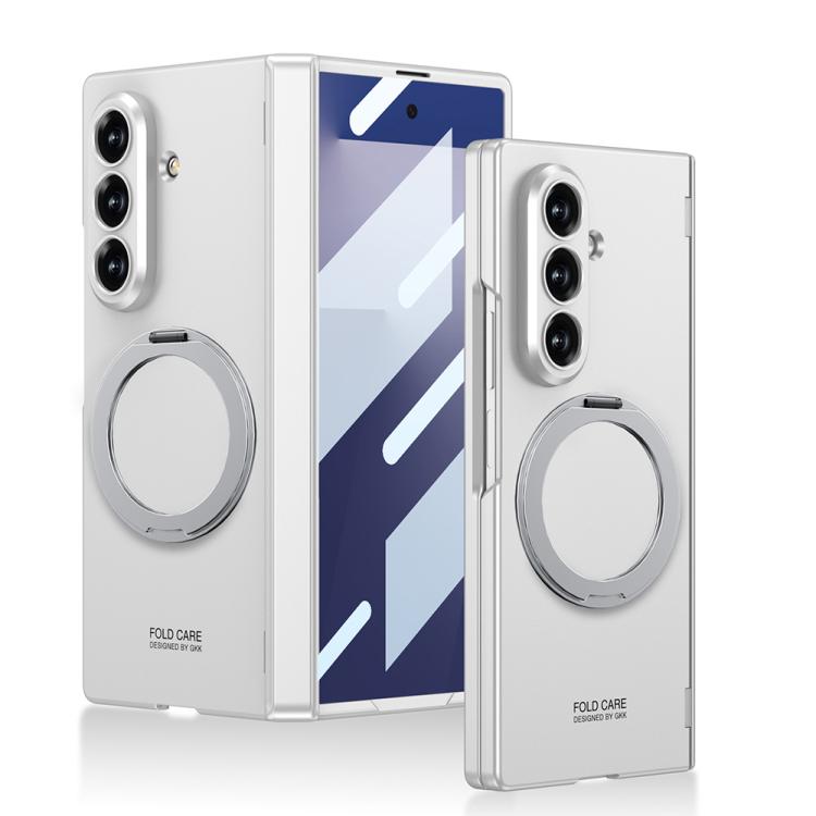 For Samsung Galaxy Z Fold7 5G GKK Integrated Magnetic Folding Hinge Full Coverage Phone Case with Rotating Bracket(Silver) - Galaxy Z Fold7 5G Cases by GKK | Online Shopping UK | buy2fix