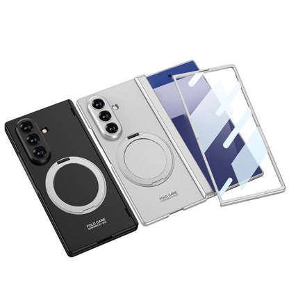 For Samsung Galaxy Z Fold7 5G GKK Integrated Magnetic Folding Hinge Full Coverage Phone Case with Rotating Bracket(Silver) - Galaxy Z Fold7 5G Cases by GKK | Online Shopping UK | buy2fix