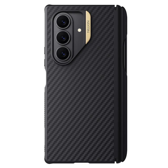 For Samsung Galaxy Z Fold7 5G NILLKIN Fiber Shield Pro Magnetic Version Aramid Fiber TPU Phone Case with Stylus(Gold)