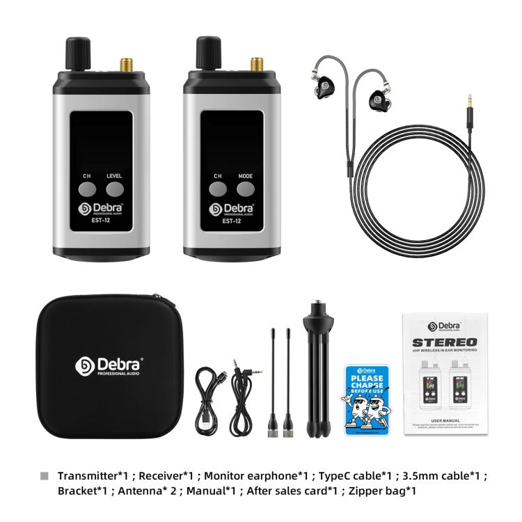DEBRA EST-12 Portable Stereo Wireless Monitor System Transmitter & Receiver(White) - Microphone by DEBRA | Online Shopping UK | buy2fix