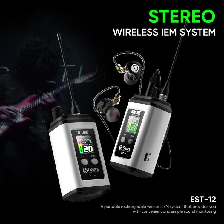 DEBRA EST-12 Portable Stereo Wireless Monitor System Transmitter & Receiver(White) - Microphone by DEBRA | Online Shopping UK | buy2fix