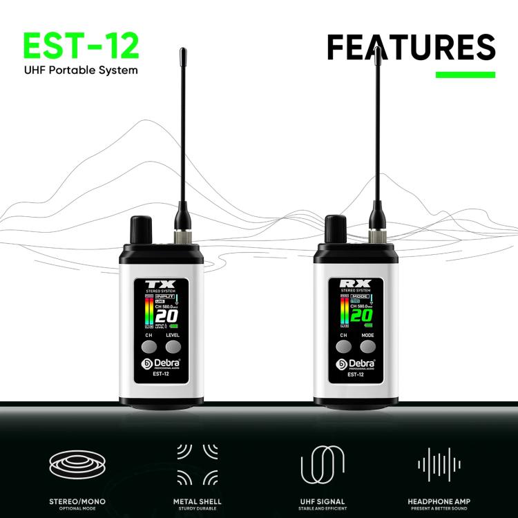 DEBRA EST-12 Portable Stereo Wireless Monitor System Transmitter & Receiver(White) - Microphone by DEBRA | Online Shopping UK | buy2fix
