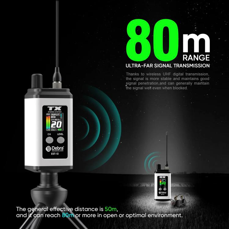 DEBRA EST-12 Portable Stereo Wireless Monitor System Transmitter & Receiver(White) - Microphone by DEBRA | Online Shopping UK | buy2fix