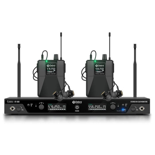 DEBRA ST-202 Professional Stage Wireless Audio Return Monitoring System with Two Receivers(US Plug)