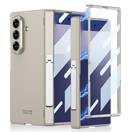 For Samsung Galaxy Z Fold7 5G GKK Integrated Magnetic Folding Hinge Full Coverage Phone Case with Side Bracket(Titanium Gray)