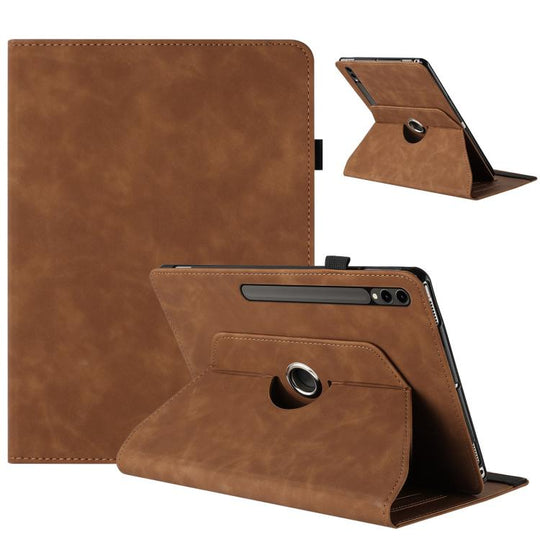 For Samsung Galaxy Tab S10 FE / S9 Solid Color Rotation Holder Leather Smart Tablet Case(Brown)