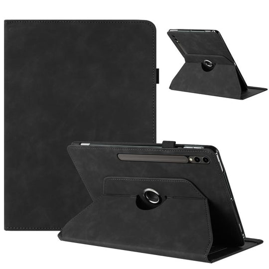 For Samsung Galaxy Tab S10+ / S9 FE+ Solid Color Rotation Holder Leather Smart Tablet Case(Black)