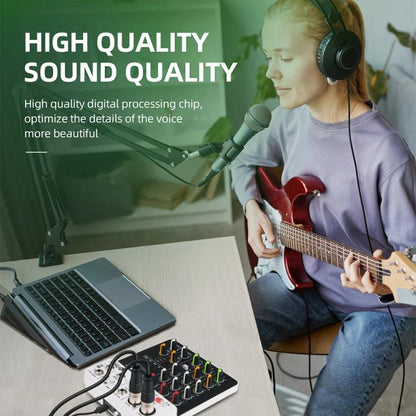 DEBRA V4 4-Channels Audio Mixer with Reverb Sound Card for Live Streaming(EU Plug) - Live Sound Effects Processors by DEBRA | Online Shopping UK | buy2fix