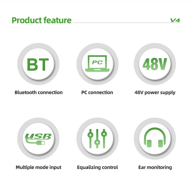 DEBRA V4 4-Channels Audio Mixer with Reverb Sound Card for Live Streaming(UK Plug) - Live Sound Effects Processors by DEBRA | Online Shopping UK | buy2fix