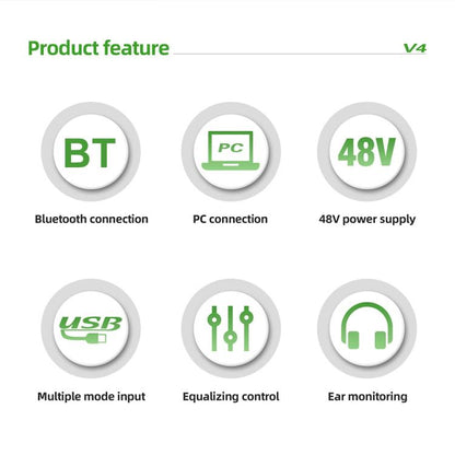 DEBRA V4 4-Channels Audio Mixer with Reverb Sound Card for Live Streaming(UK Plug) - Live Sound Effects Processors by DEBRA | Online Shopping UK | buy2fix