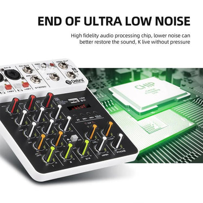 DEBRA V4 4-Channels Audio Mixer with Reverb Sound Card for Live Streaming(UK Plug) - Live Sound Effects Processors by DEBRA | Online Shopping UK | buy2fix