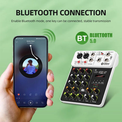 DEBRA V4 4-Channels Audio Mixer with Reverb Sound Card for Live Streaming(EU Plug) - Live Sound Effects Processors by DEBRA | Online Shopping UK | buy2fix