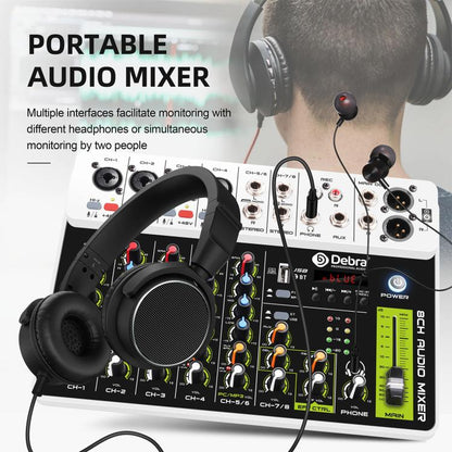 DEBRA V8 8-Channels Audio Mixer Live Recording Reverb(EU Plug) - Live Sound Effects Processors by DEBRA | Online Shopping UK | buy2fix