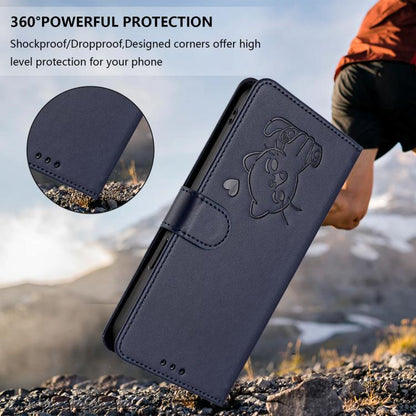 For iPhone Air Embossed Heart Cat Leather Phone Case with Hand Strap(Blue) - iPhone Air Cases by buy2fix | Online Shopping UK | buy2fix