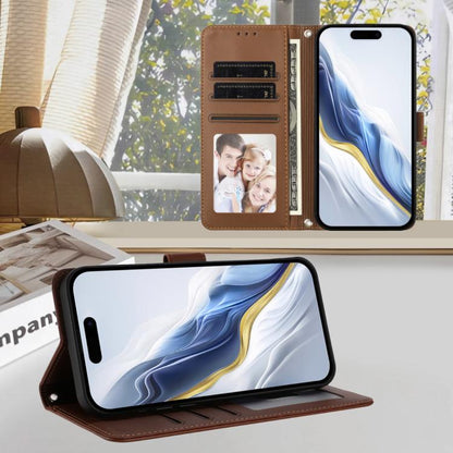 For iPhone Air Embossed Heart Cat Leather Phone Case with Hand Strap(Brown) - iPhone Air Cases by buy2fix | Online Shopping UK | buy2fix