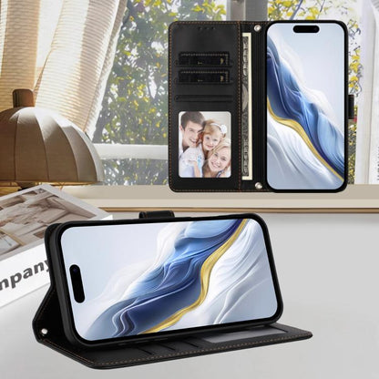 For iPhone Air Embossed Heart Cat Leather Phone Case with Hand Strap(Black) - iPhone Air Cases by buy2fix | Online Shopping UK | buy2fix