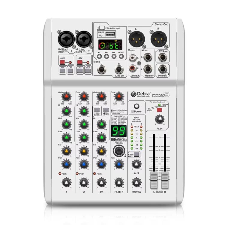 DEBRA PRMX-6 4-Channels Audio Mixer DSP Reverb for Live Recording(AU Plug) - Live Sound Effects Processors by DEBRA | Online Shopping UK | buy2fix