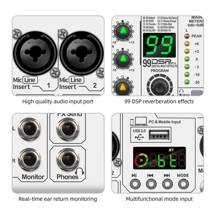 DEBRA PRMX-6 4-Channels Audio Mixer DSP Reverb for Live Recording(AU Plug) - Live Sound Effects Processors by DEBRA | Online Shopping UK | buy2fix