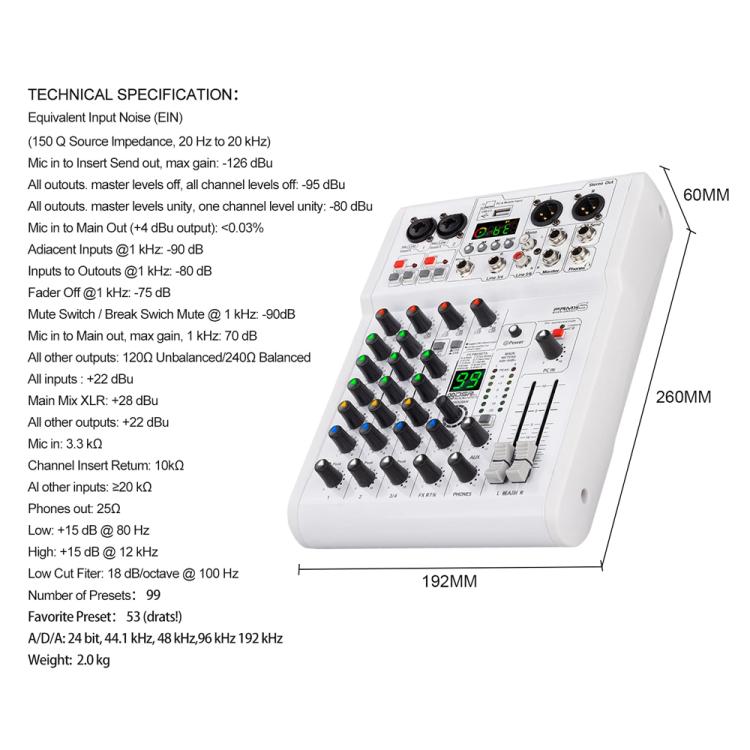 DEBRA PRMX-6 4-Channels Audio Mixer DSP Reverb for Live Recording(AU Plug) - Live Sound Effects Processors by DEBRA | Online Shopping UK | buy2fix
