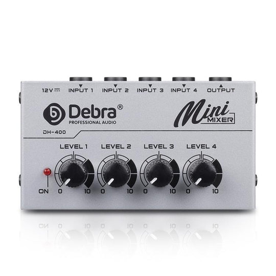 DEBRA M094 4-Channels Audio Mixer Musical Instrument Live Streaming Reverb, Power Plug:UK Plug(White)