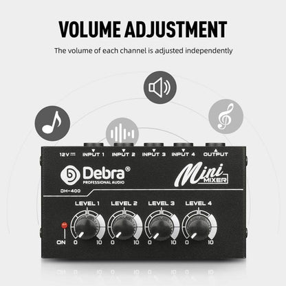 DEBRA M094 4-Channels Audio Mixer Musical Instrument Live Streaming Reverb, Power Plug:AU Plug(White) - Live Sound Effects Processors by DEBRA | Online Shopping UK | buy2fix