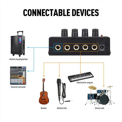 DEBRA M094 4-Channels Audio Mixer Musical Instrument Live Streaming Reverb, Power Plug:AU Plug(Black) - Live Sound Effects Processors by DEBRA | Online Shopping UK | buy2fix