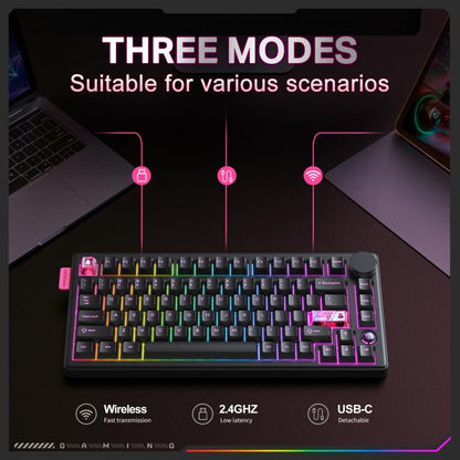 ONIKUMA MT706 81-Keys Hot Swappable Triple Mode Mechanical Keyboard(Black) - Wired Keyboard by ONIKUMA | Online Shopping UK | buy2fix